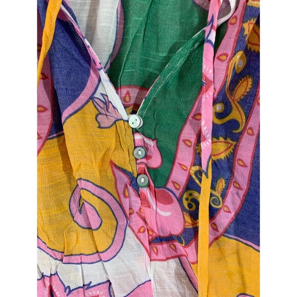 HARVE BENARD MULTICOLOR FLORAL PRINT RUFFLED LIGHTWEIGHT COTTON TOP Medium (M) - Picture 3 of 10